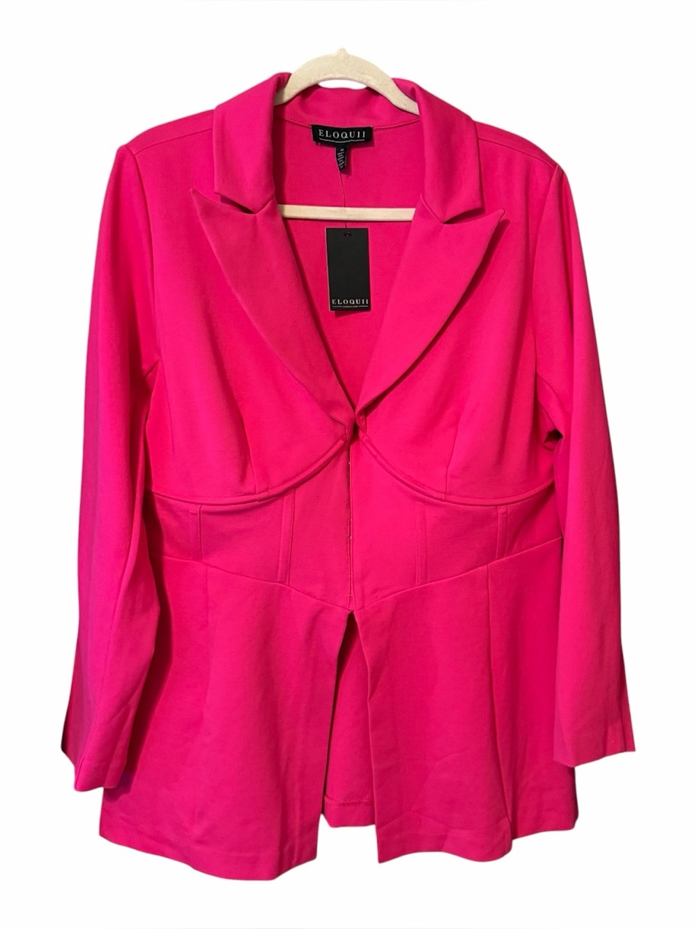 Eloquii Bright Pink Corset Blazer Hook & Eye Detail NWT Statement Stretch Sz 20